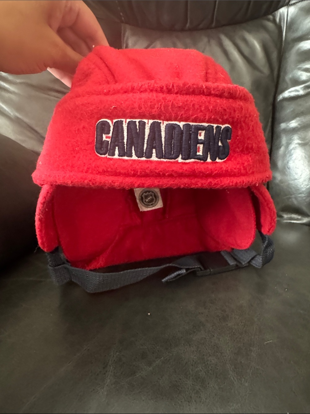 NHL Montreal Canadiens Helmet Looking Fleece Winter Hat with Ear Flaps